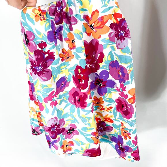 More to Come Sonya Cutout Dress White Purple Floral Mini Long Sleeve Sz M - Picture 11 of 16